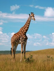 Obraz premium Majestic Giraffe in Serene Savanna Landscape