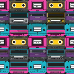 Obraz premium Retro Cassette Tape Pattern.