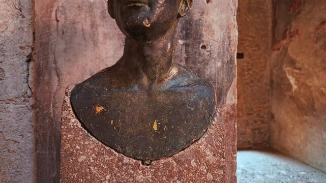 House of the Bronze Herm (Casa dell'Erma di Bronzo), Herculaneum, Ercolano, Naples, Campania, Italy, a Roman city buried by Mount Vesuvius in 79 AD