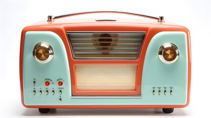 Vintage retro radio with a pastel color scheme for nostalgic audio lovers and collectors.