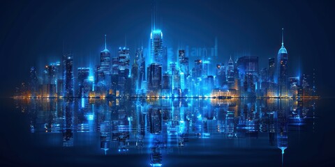Obraz premium Futuristic Cityscape with Reflections