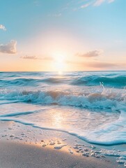 Tranquil Sunset Over Serene Ocean Waves