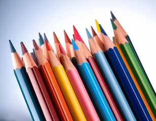 Fototapeta premium Set of various beautiful bright multi colour pencils