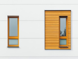 Obraz premium Close-up of a modern minimalist house facade with clean lines and glass windows, simplicity in architecture, minimalism concept