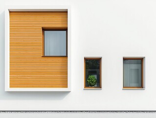 Fototapeta premium Close-up of a modern minimalist house facade with clean lines and glass windows, simplicity in architecture, minimalism concept