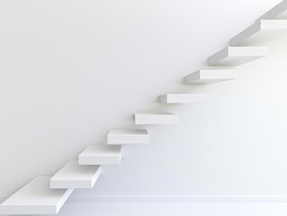 Fototapeta premium Detail of a modern house s floating staircase with a minimalist design, close-up, simplicity in interior architecture, modern elegance
