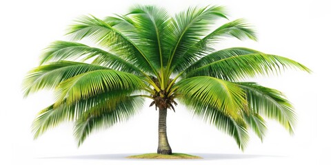Fototapeta premium Tropical palm tree isolated on white background, tropical, palm tree, isolated, white background, green, exotic