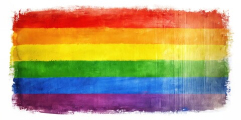 Obraz premium Oil painting of gay pride flag with word love , LGBTQ, pride, rainbow, flag, colors, love, artwork, painting