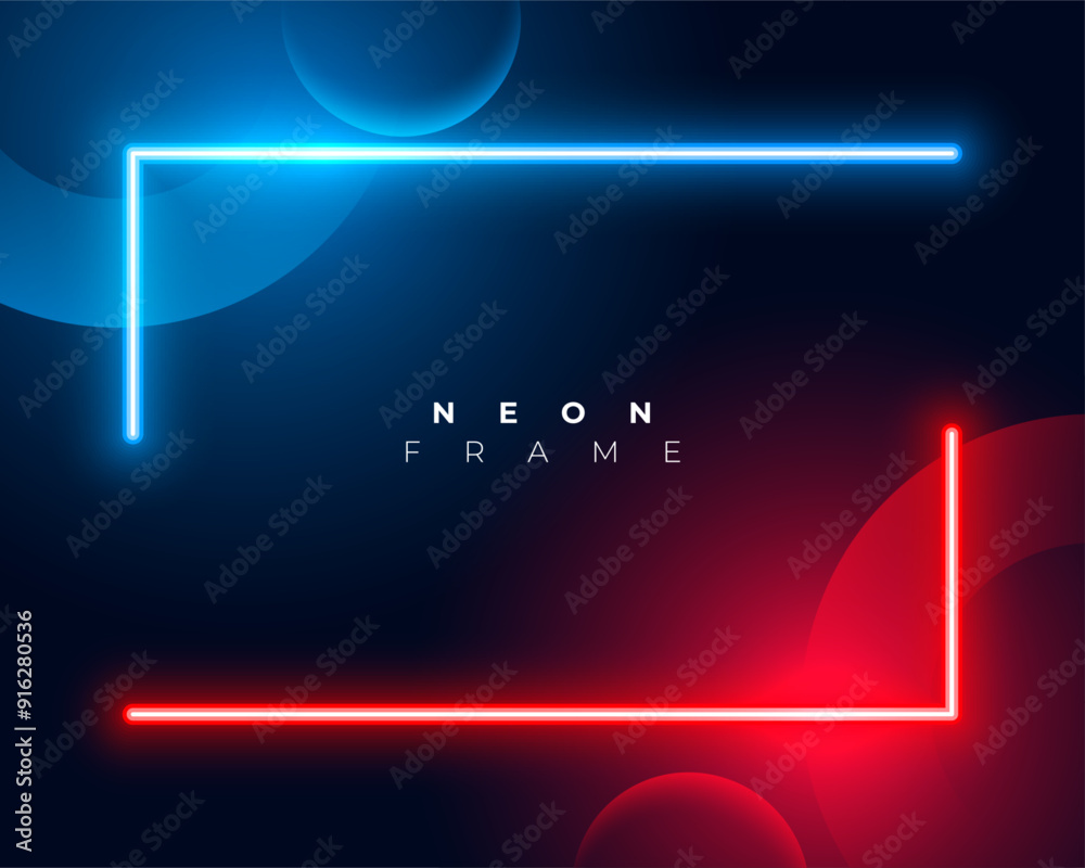 Wall mural cyan and red color laser beam lines with text space
