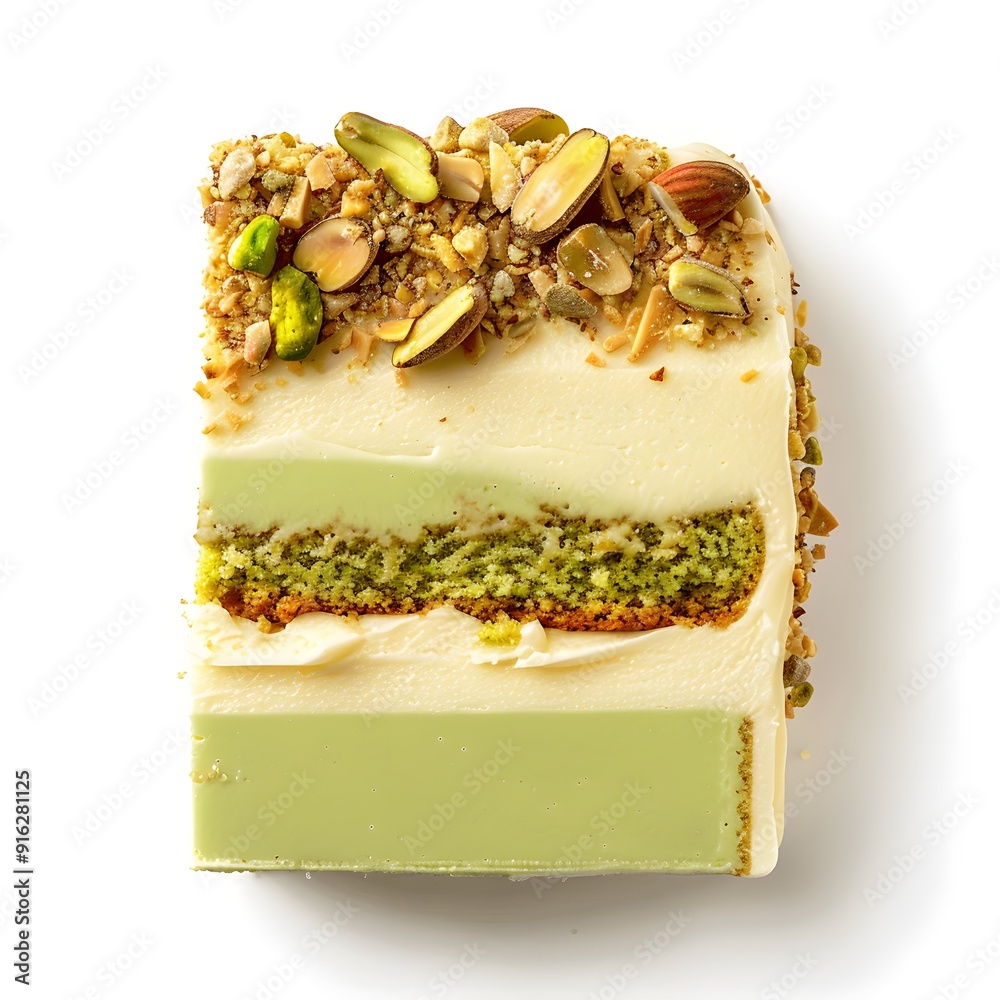 Sticker pistachio cake with white chocolate and nuts