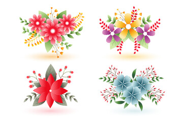 collection of lovely natural floral element background for garden decor