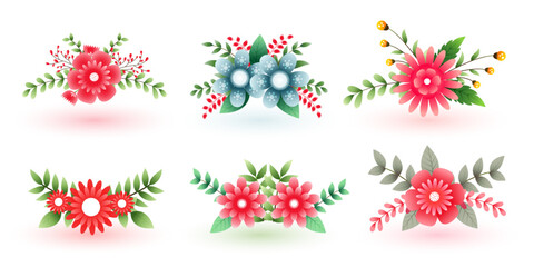 collection of lovely wedding flower element white background design