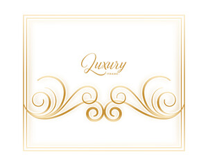 luxurious golden floral border frame background for wedding or invitation design