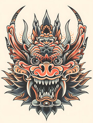 Griffin Head traditional tattoo illustration