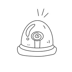 A cartoonish drawing of a traffic light with a candy cane on top