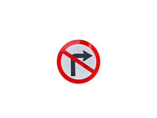 Turn right prohibition sign. Traffic sign. on transparent background