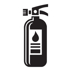 Minimal Fire Extinguisher Black Silhouette Vector.