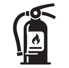 Minimal Fire Extinguisher Black Silhouette Vector.