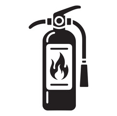 Minimal Fire Extinguisher Black Silhouette Vector.