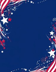 Cartoon-Style American Flag with Red and White Stripes, Stars at the Top, and Blue Background 