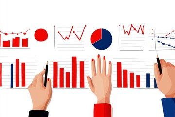 Businesspeople Analyzing Financial Data Charts and Graphs