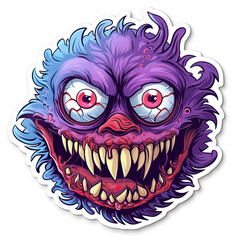 Ferocious Cartoon Monster with Sharp Teeth and Red Eyes.