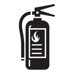Minimal Fire Extinguisher Black Silhouette Vector.