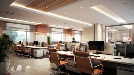 Stylish Corporate Office with a Bright and Vibrant Color Scheme