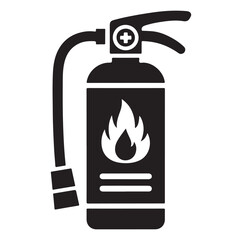 Minimal Fire Extinguisher Black Silhouette Vector.