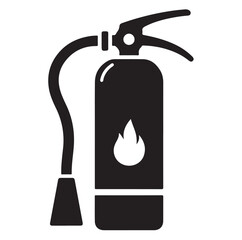Minimal Fire Extinguisher Black Silhouette Vector.