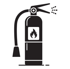 Minimal Fire Extinguisher Black Silhouette Vector.