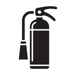 Minimal Fire Extinguisher Black Silhouette Vector.