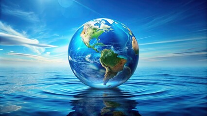 Naklejka premium Clear water covering the entire surface of Earth , World Water Day, environment, conservation, sustainability, global, planet