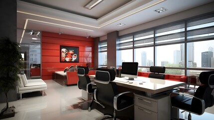 Corporate Office Space with Modern Design and Collaborative Workstations