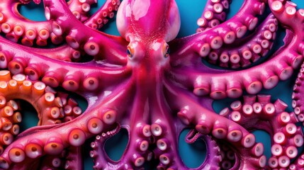 Fototapeta premium Vibrant Octopus Skin Pattern Texture with Copy Space for Design, Deep Depth of Field