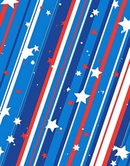 Fototapeta premium vector design Flag Design with Blue Background, Red and White Stripes, and Central Stars
