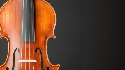 Detailed Close-up of Violin F-Hole with Wood Grain and Varnish, Floating Dust Particles in Sunlight Shaft - High Dynamic Range Shot with Copy Space