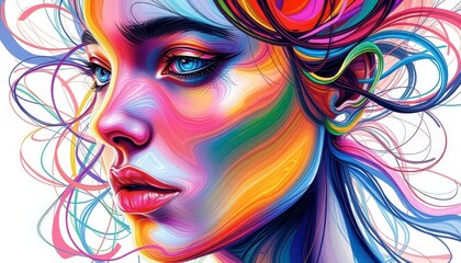 Abstract Colorful Portrait of a Woman.