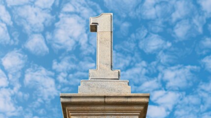 Majestic Number 1 Statue in Natural Light with Sharp Details and Copy Space for Text