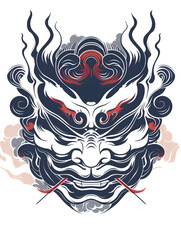 Obraz premium Kabuki Mask traditional tattoo illustration