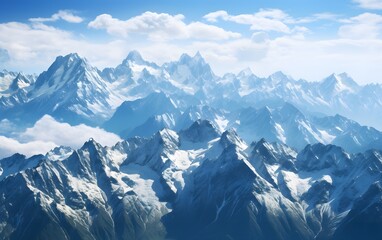 Snow-capped Mountain Range Under a Clear Blue Sky