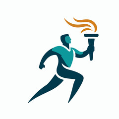 Person with Olympic torch logo vector illustration