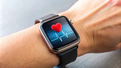 Heart rhythm stabilizing wearable on a wrist syncing with a health app showing real time ECG and alerts