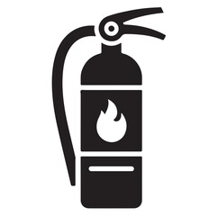 Minimal Fire Extinguisher Black Silhouette Vector.