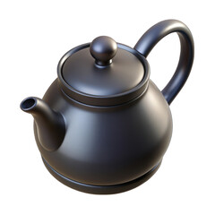 Black teapot 3d isolated on transparent background