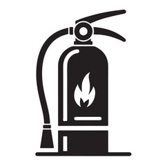 Minimal Fire Extinguisher Black Silhouette Vector.