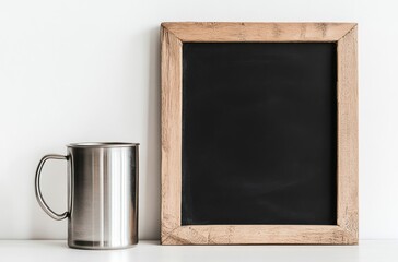Metal Mug and Chalkboard Frame