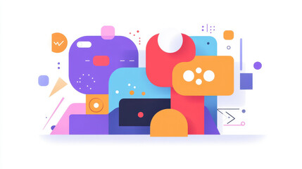 Fototapeta premium Dive into a vibrant tech world with colorful flat illustrations and unique textures that captivate the digital essence.