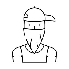 gangsta rapper line icon vector. gangsta rapper sign. isolated contour symbol black illustration