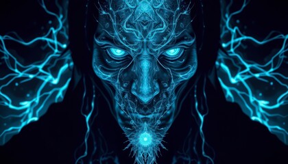 Fototapeta premium Blue Glowing Face.